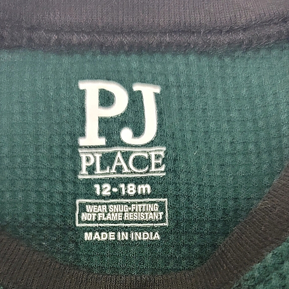 The Children's Place Green & Black Plaid Christmas Cotton Pjs size 12-18 mos - Picture 4 of 10